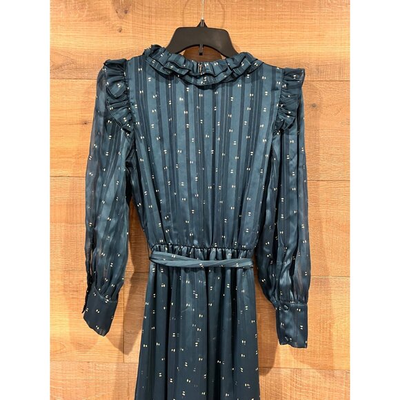 NEW MISA Gabriella Asymmetric Striped Wrap Midi-Dress SIZE XS - Picture 10 of 13